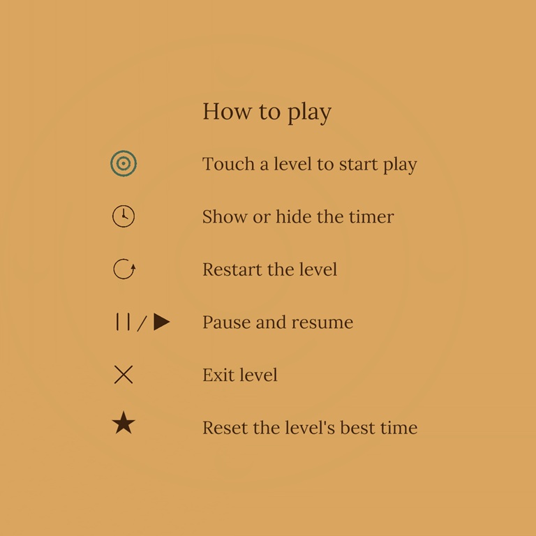 A help screen describing the various game icons